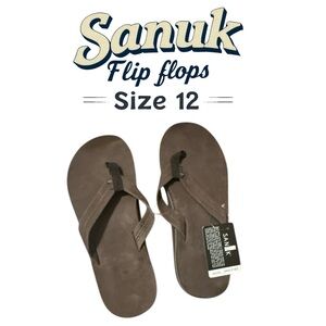 🩴🩴 NWT Sanuk men's leather brown flip flops size 12